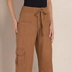 Soft Surroundings Deep Camel 🐫 Color Relaxed 3 Pocket Linen Cargo Pants